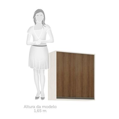 Armário Aéreo De Cozinha 80cm 2 Portas 2 Prateleiras Linea