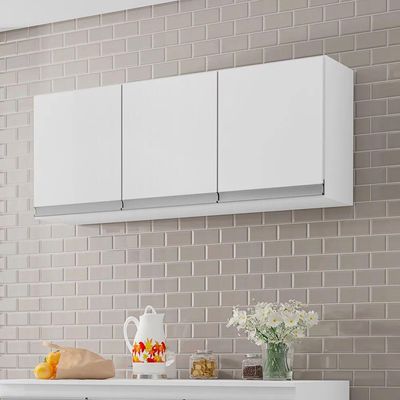 Armário Aéreo De Cozinha 3 Portas 120Cm Andréia Branco