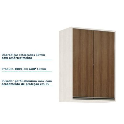 Armário Aéreo De Cozinha 60cm 2 Portas 2 Prateleiras Linea