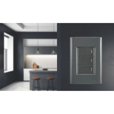 Placa 3 Postos 4x2 Tramontina Giz Grafite Tramontina
