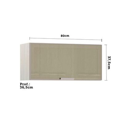 Armário Basculante 80cm 1 Porta C/Vidro Reflecta Bronze