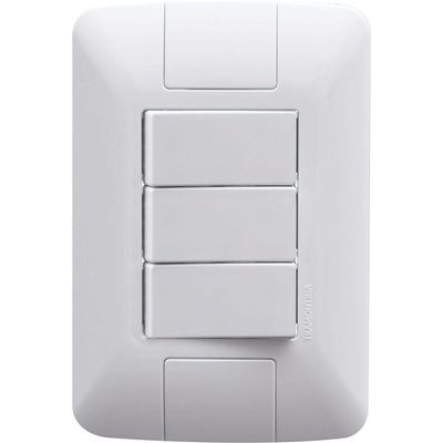 Conjunto 4x2 Com 3 Interruptores Paralelos 6 A 250 V Tramontina Aria Branco Tramontina