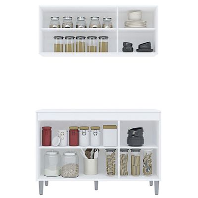 Armário Aéreo E Balcão Gabinete Cozinha 120cm Preto