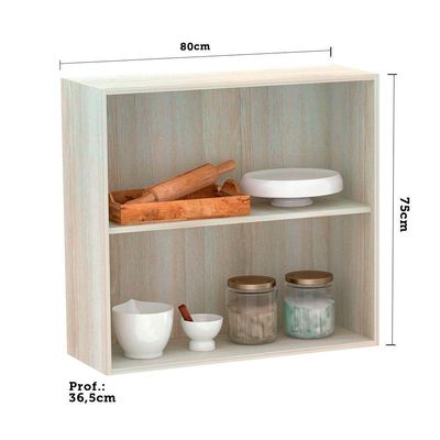 Armário Luciane 80cm 2 Portas Lis Legno Crema C/Branco