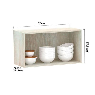 Armário Basculante 70cm 1 Porta Legno Crema C/Branco Polar