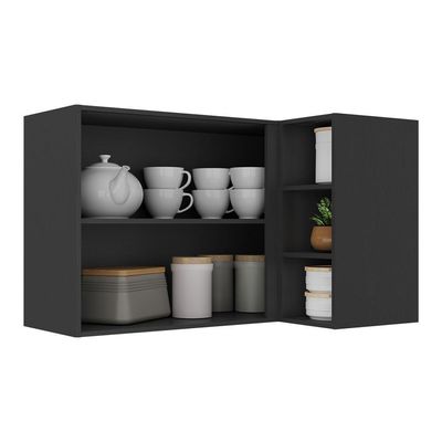 Armário De Cozinha Aéreo De Canto Veneza Multimóveis V3742 Preto Preto