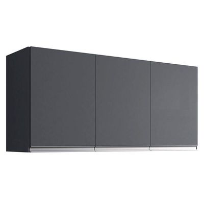 Kit 02 Armários De Cozinha Aéreo Andréia 120cm 3 Portas Cinza Escuro - Desk Design