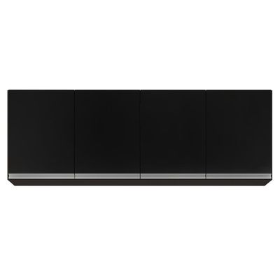 Armário Aéreo 160cm 4 Portas Nevada Preto - Lumil Móveis