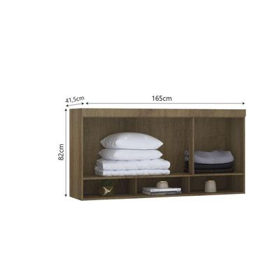 Armário Aéreo Maleiro Modulado 165cm 2 Portas Basculantes Paris Luciane Móveis Avelã Pf Com Rosa Pf