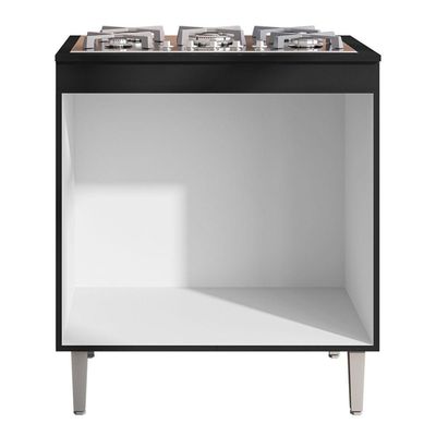 Cozinha 03Pçs Aéreo 120Cm Balcão Pia E Cooktop Preto