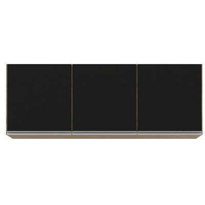 Armário Aéreo De Cozinha 150cm 3 Portas Argélia Castanho/preto - Lumil Móveis