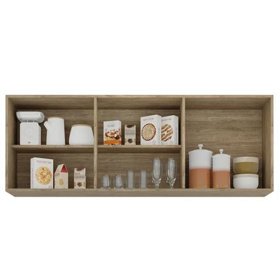 Armário Aéreo De Cozinha 150cm 3 Portas Argélia Castanho/preto - Lumil Móveis