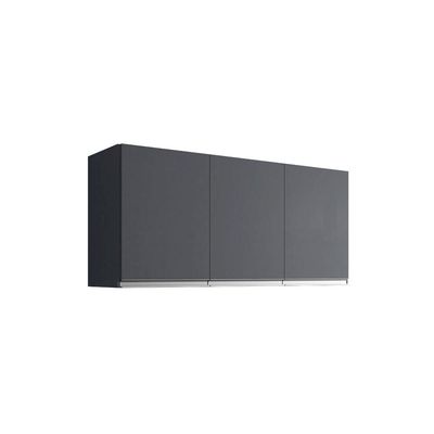 Armário Aéreo Para Cozinha Andréia 120 Cm Com 3 Portas Cinza Fosco