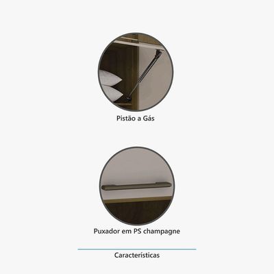 Armário Aéreo Maleiro Modulado 165cm 2 Portas Basculantes Paris Avelã Pf Com Branco Pf