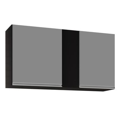 Armário Aéreo De Cozinha 100cm 2 Portas Indiana Preto/cinza - Lumil Móveis