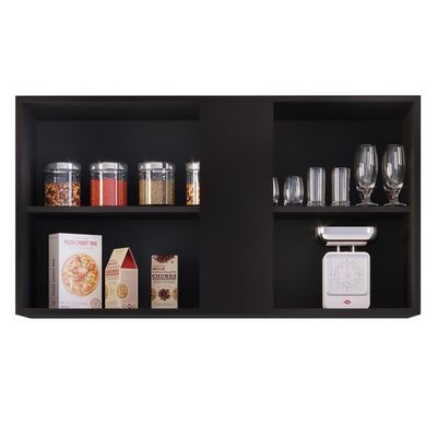 Armário Aéreo De Cozinha 100cm 2 Portas Indiana Preto/cinza - Lumil Móveis