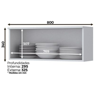 Armário Aéreo P/ Cozinha Americana 1 Porta Basculante 80cm Branco - Henn