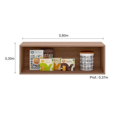 Armário Aéreo 80 Cm 1 Porta Basculante Etna Poliman Móveis Carvalho Oak/menta