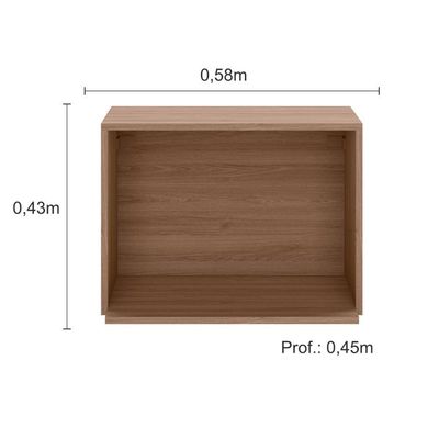Armário Aéreo 58 Cm Com Nicho Micro Ondas Etna Poliman Carvalho Oak