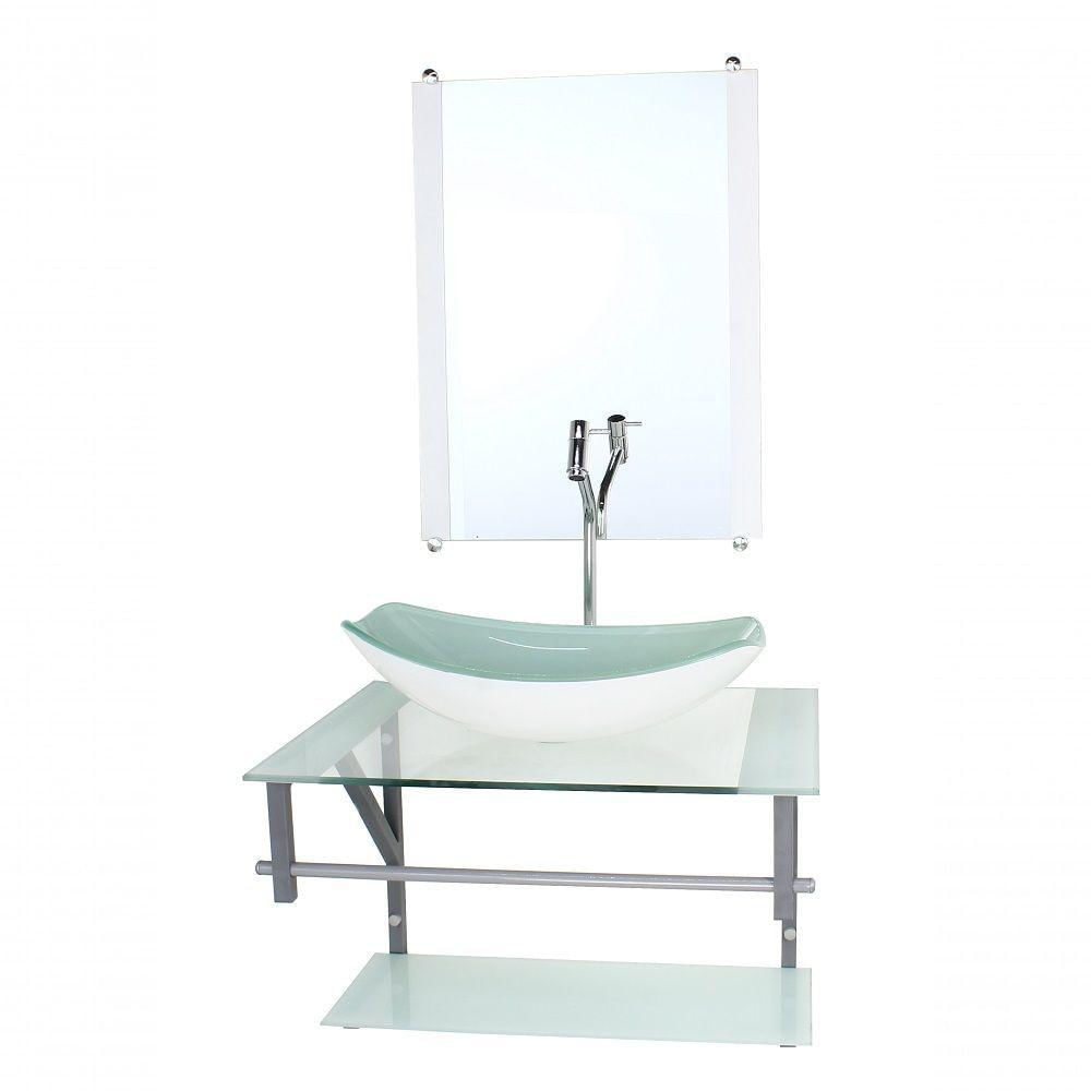 Gabinete Banheiro 60cm Cuba Chanfrada Branco Com Torneira