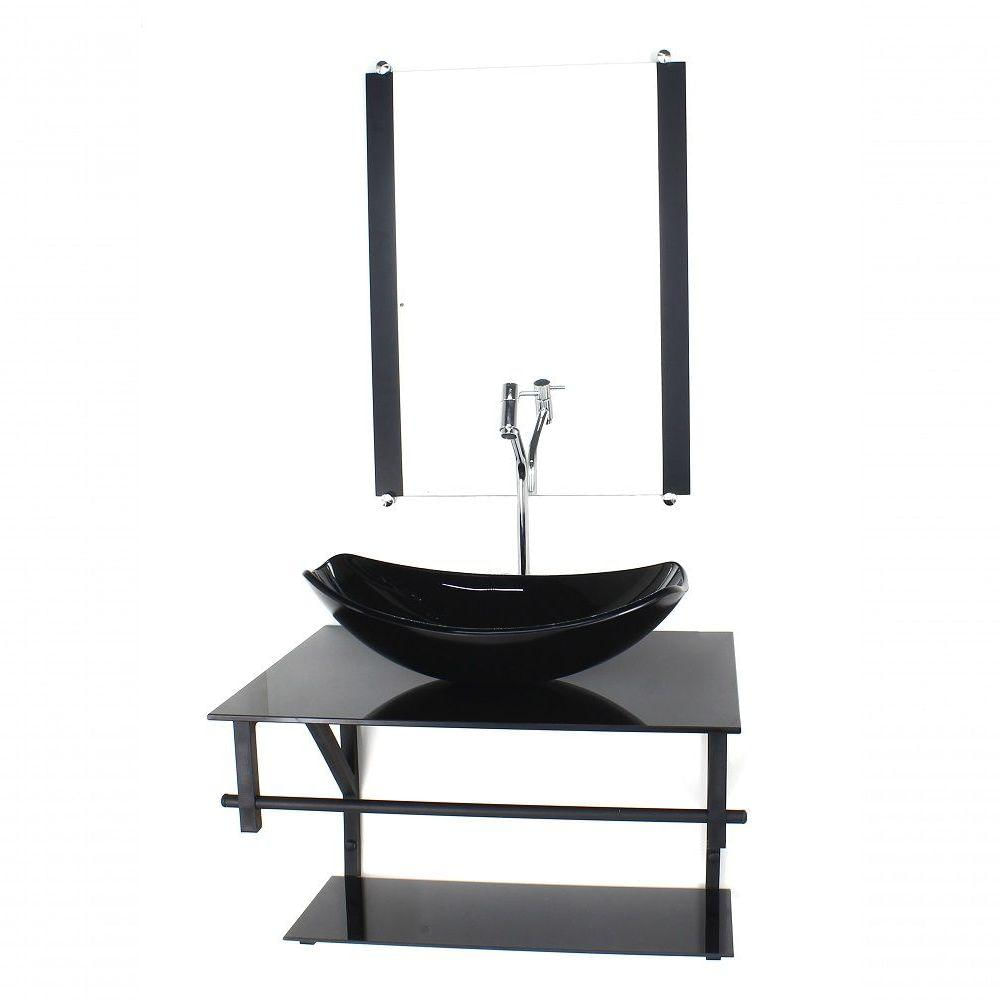 Gabinete De Vidro P/ Banheiro 60cm Cuba Com Torneira Cromada