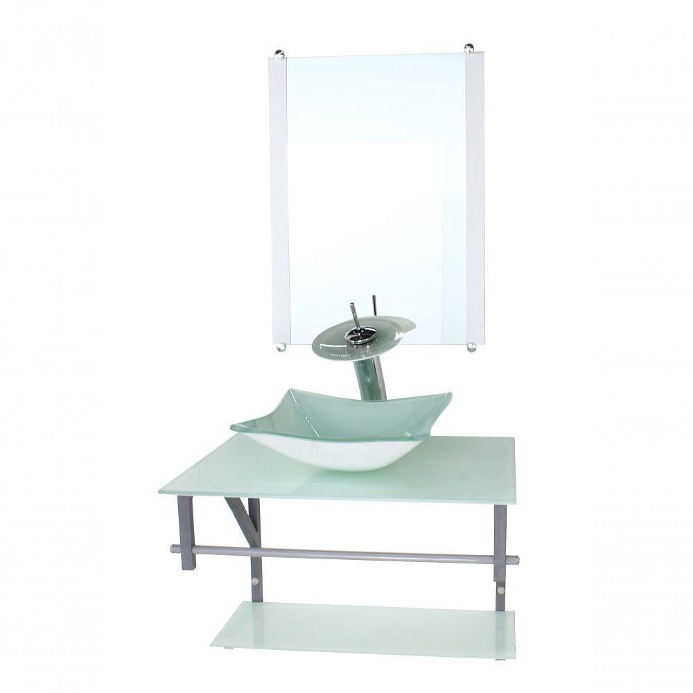 Gabinete Banheiro 60cm Cuba Quadrada Branco Full