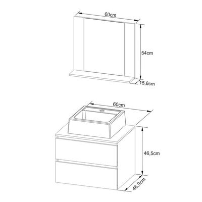 Gabinete De Banheiro + Cuba 60cm Cr10097 Amêndoa/branco