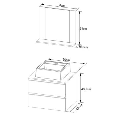 Gabinete De Banheiro + Cuba 60cm Cr10097 Mármore Branco