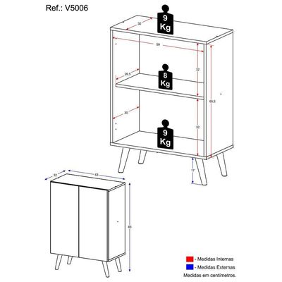 Gabinete Banheiro 2 Portas 63Cm Multimóveis V5006 Branco