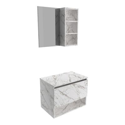 Gabinete De Banheiro + Cuba 60cm Cr10096 Mármore Branco