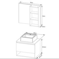Gabinete De Banheiro + Cuba 60cm Cr10096 Mármore Branco