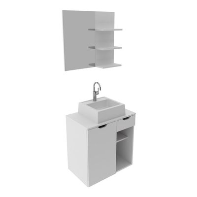 Gabinete De Banheiro + Cuba 60cm Cr10095 Branco Branco