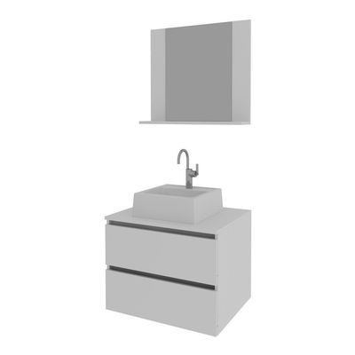 Gabinete De Banheiro + Cuba 60cm Cr10097 Branco Branco