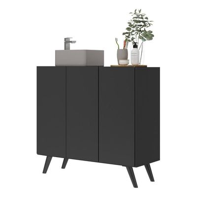 Gabinete Banheiro 3 Portas 90Cm Multimóveis V5030 Preto
