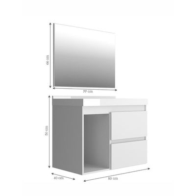 Gabinete Banheiro Cuba E Espelheira 80Cm MultimóveisVcr10074
