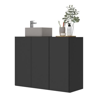 Gabinete Banheiro 3 Portas 90Cm Mp5029 Preto
