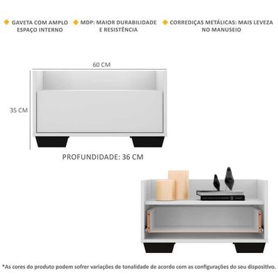 Gabinete Armário Banheiro 60Cm Multimóveis V3625Branco/Preto