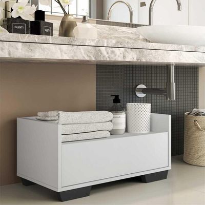 Gabinete Armário Banheiro 60Cm Multimóveis V3625Branco/Preto