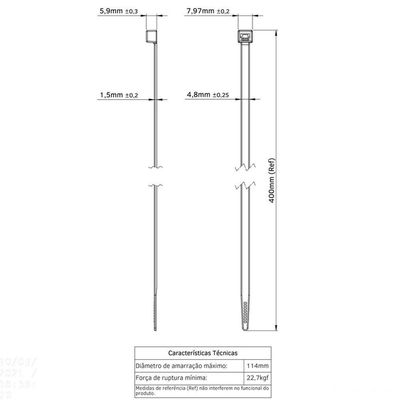 Abraçadeira De Nylon 400x4,8x1,5 Mm Tramontina Preta Tramontina