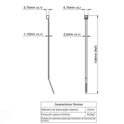 Abraçadeira De Nylon 108x2,5x1 Mm Tramontina Branca Tramontina
