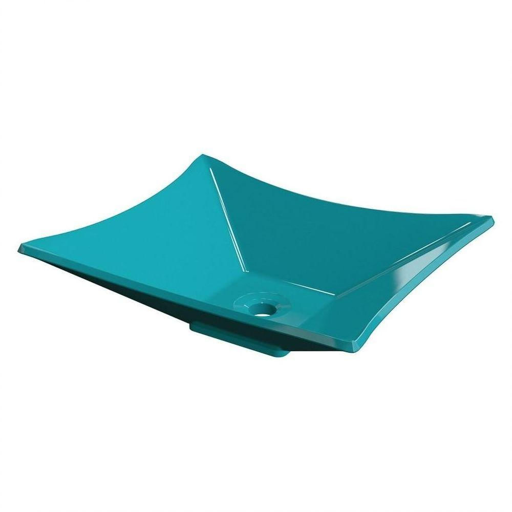 Cuba Pia De Apoio Para Banheiro Retangular Luxo 38 C08 Azul Turquesa