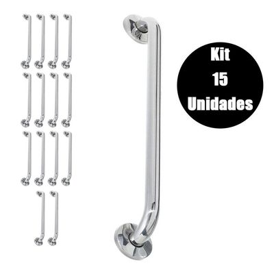 Alça De Apoio 40Cm Kit 15 Unidades Barra Inox Deficiente Cadeirante Idoso Acessibilidade Banheiro