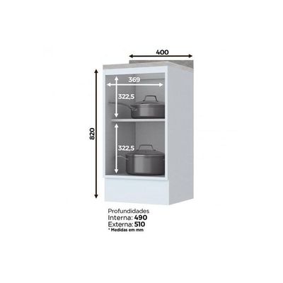 Gabinete De Cozinha Modulado Balcão Americana 1 Porta C/tampo Branco - Henn