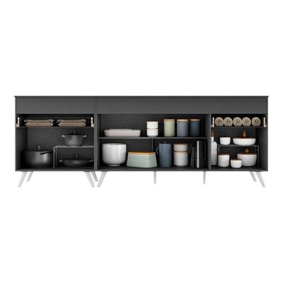 Kit 2 Balcões Gabinete Mp2073.898 Preto