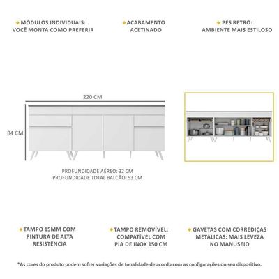 Kit 2 Balcões Gabinete Mp2073.891 Branco