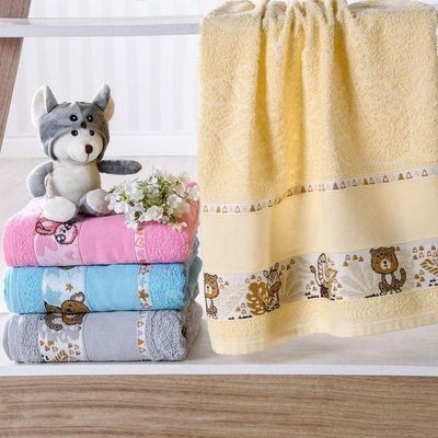 Kit Toalha De Banho E Rosto Infantil Com Barra Ponto Cruz