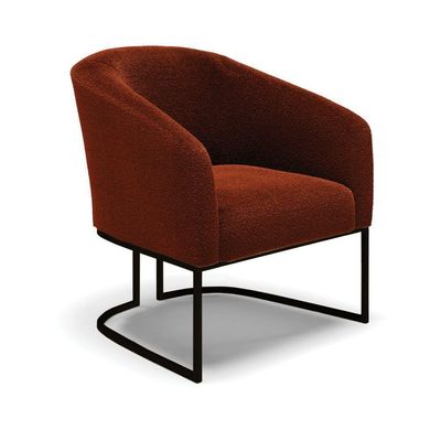 Kit 2 Poltronas Stella Bouclê Base Metálica Industrial Preto - D'rossi Cor Terra