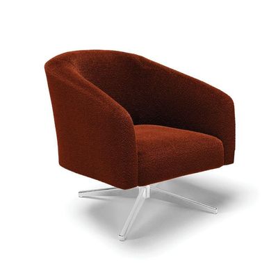 Poltrona Giratória Stella Bouclê Base Cromada - D'rossi Cor Terra
