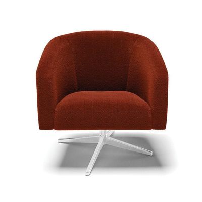 Poltrona Giratória Stella Bouclê Base Cromada - D'rossi Cor Terra