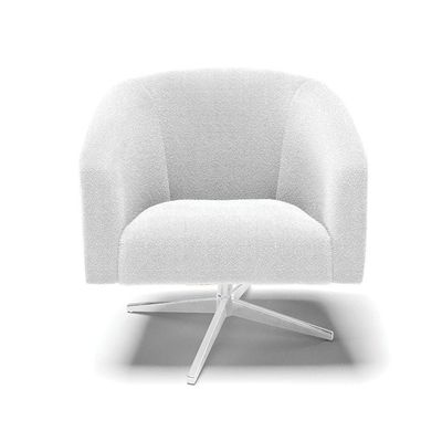 Kit 2 Poltronas Giratória Stella Bouclê Off White Base Cromada - D'rossi